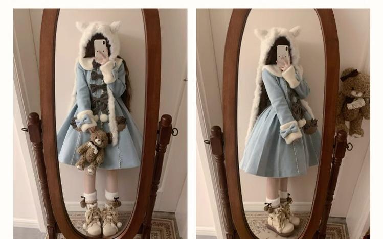 Sakurahime~Sweet Cookie~Sweet Lolita Coat Detachable Cape Pastel Outwear 40374:658156