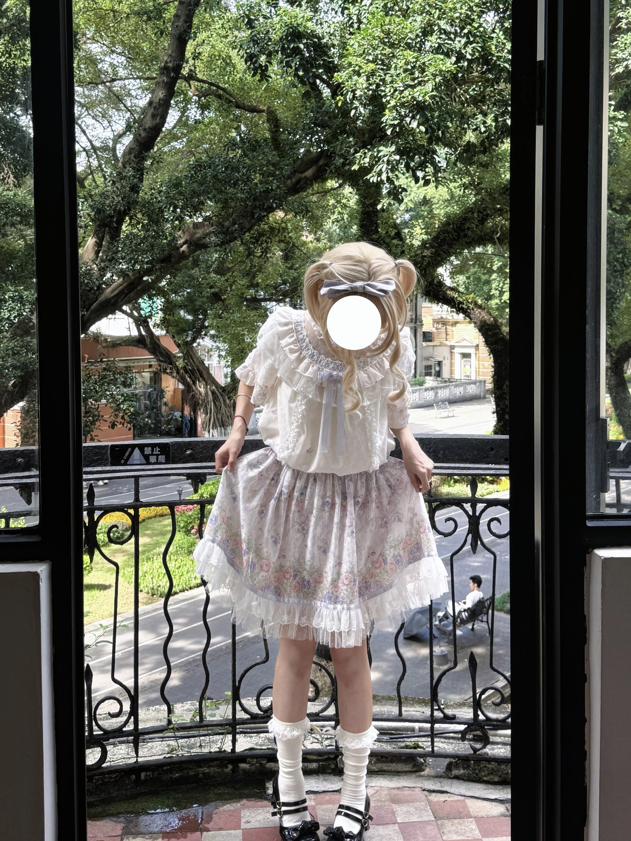 Yuri's Garden - Classic Floral Printed Lolita Dress with Lace 45541:852330