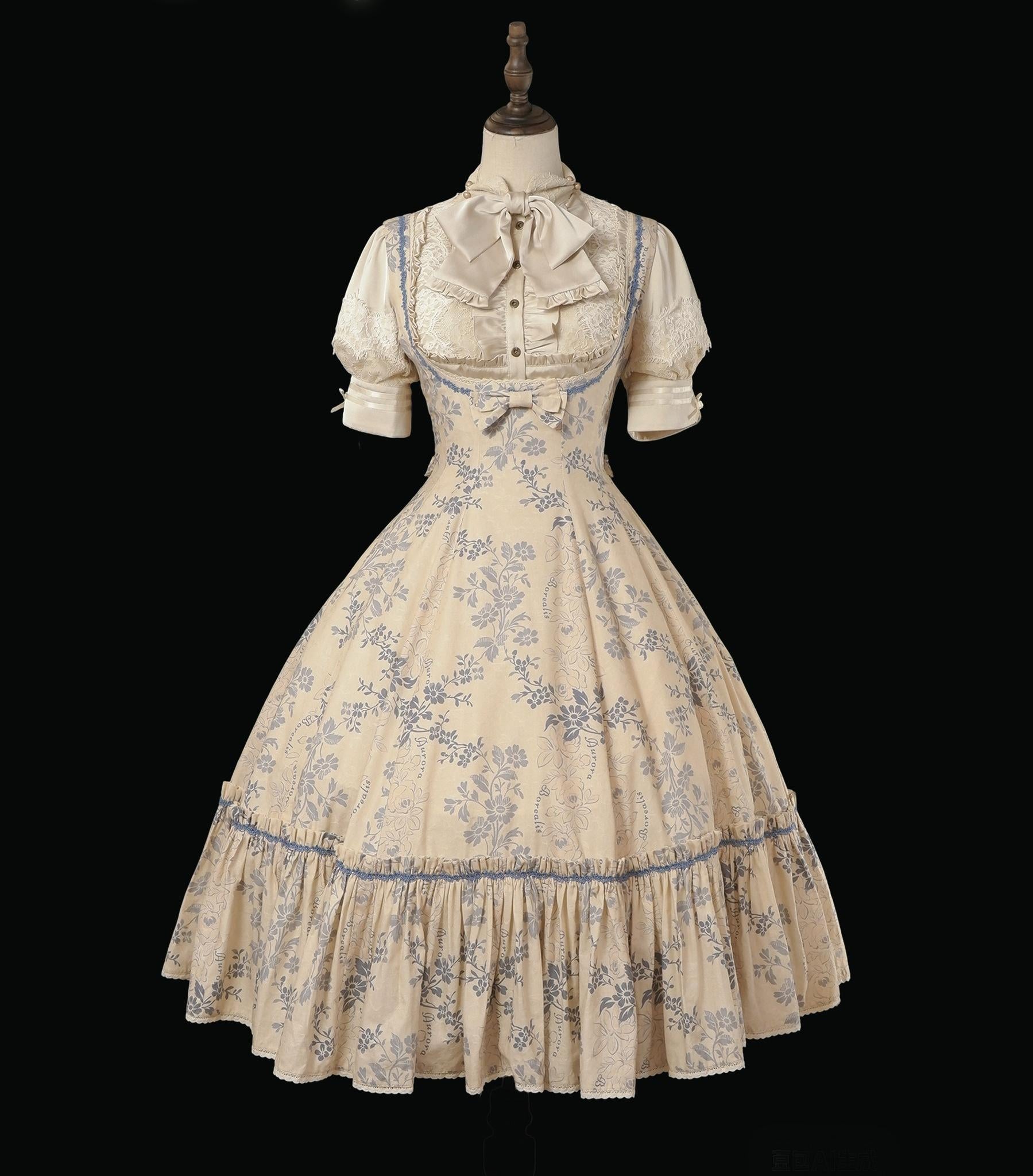 When flowers bloom - Classic Lolita Printed Dress, Ruffles & Bow (L M S XL XS) 45181:838900