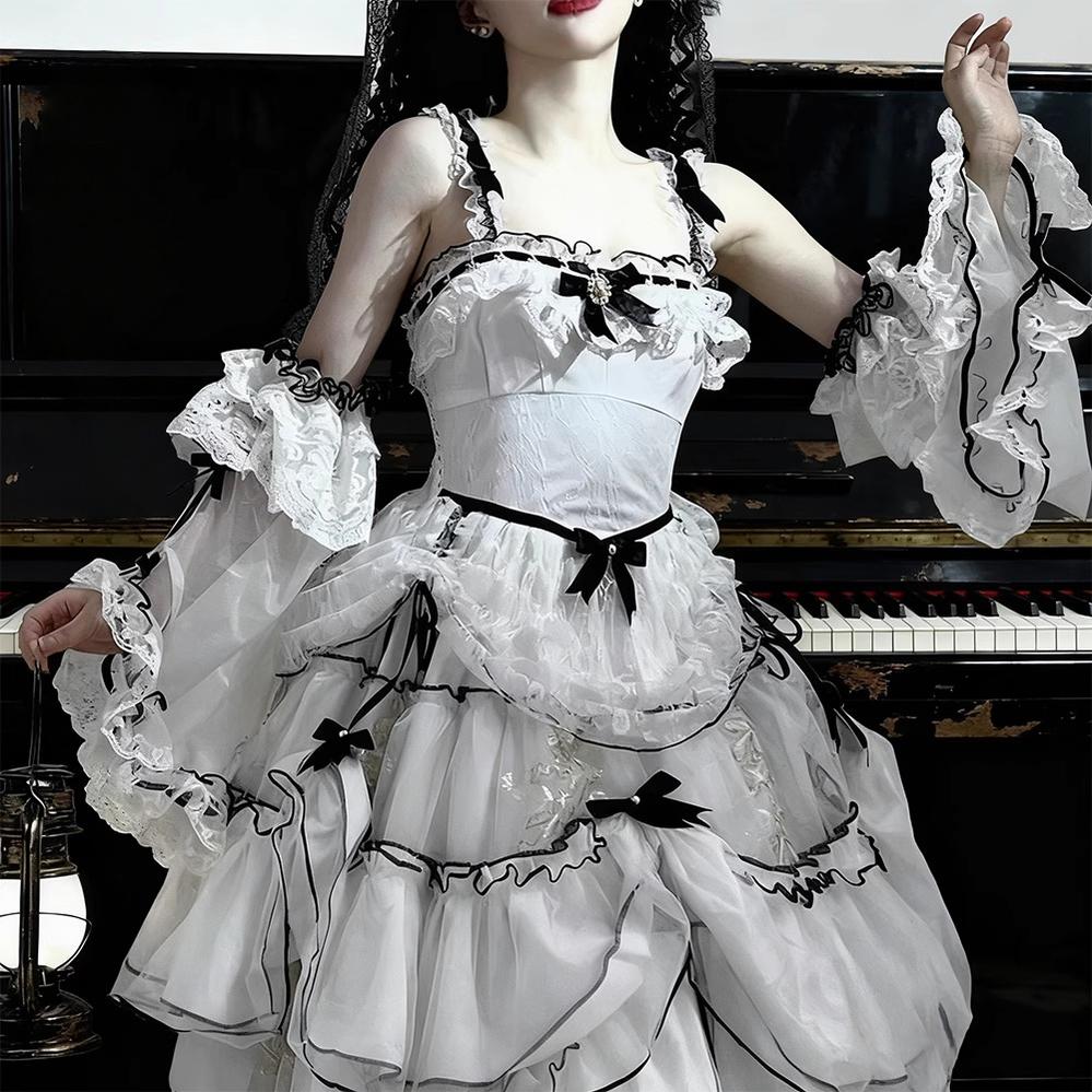 Daydream Whisper - Layered Poem - Wedding Sweet Plus Size Lolita JSK Dress Set 44159:797592