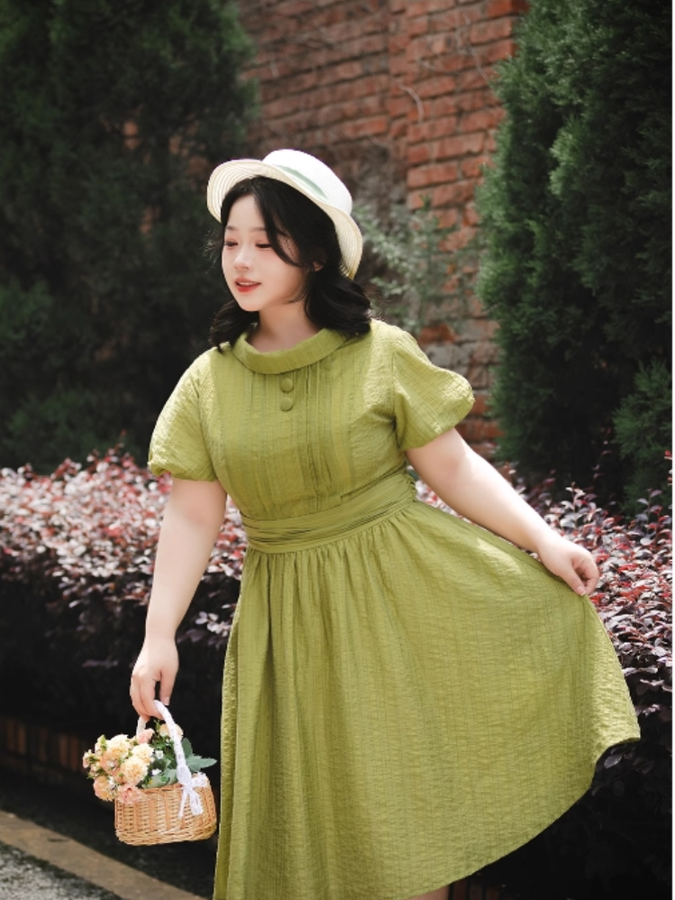 Forest Wardrobe~Forest Gallery~Classic Lolita OP Dress Country Style Tencel Dress S Olive green 