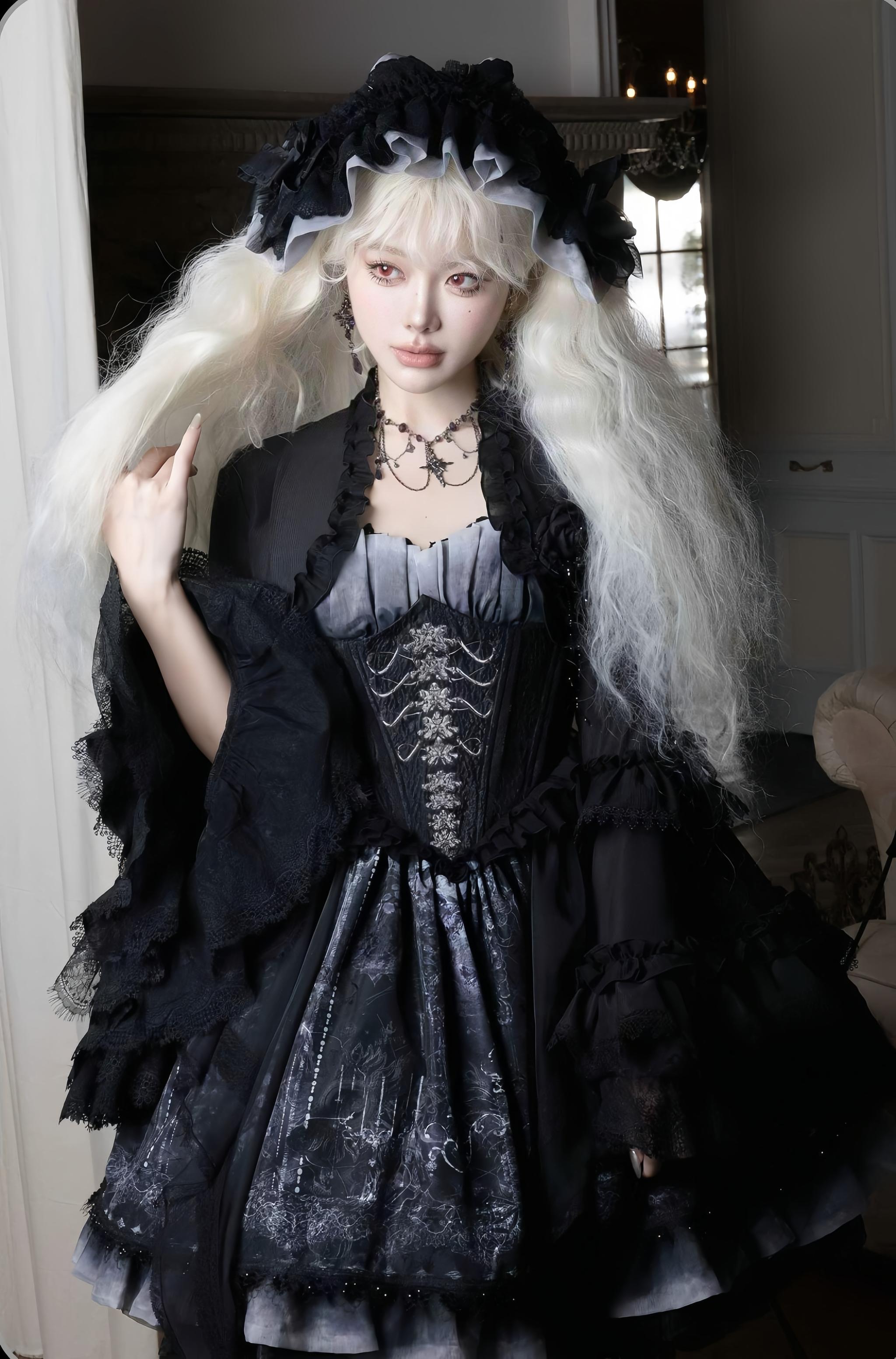 Bone-Eroded Butterfly - Gothic Lolita JSK & SK Set 44051:850257