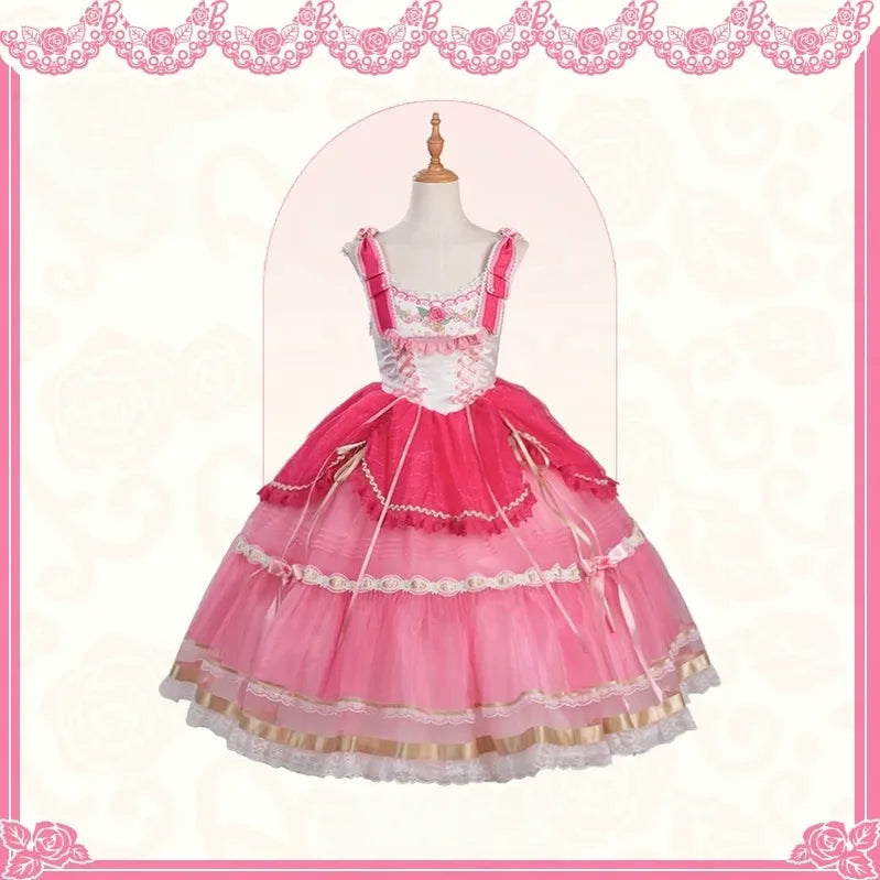 Jennifleur - IP Collab Sweet Lolita Hime Sleeve OP & Long JSK, Floral Accent (L M S XL XS) 45882:866318