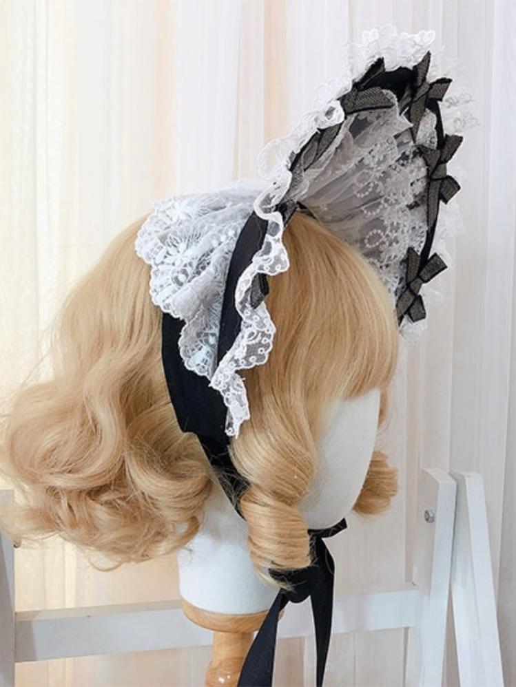 Maid~Sweet Lolita Bonnet Multi-layer Lace BNT   