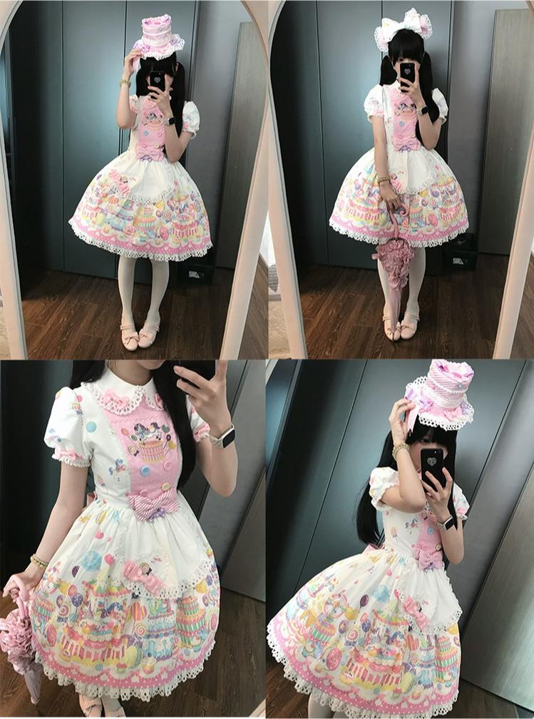 Sweet Dessert Land - Kawaii Lolita OP & JSK Dress Suit, Cake Print 44542:811613