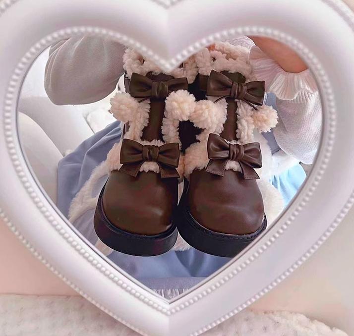 Beauty Bunny~Furry Bear~Winter Cute Lolita Shoes Short Snow Boots   