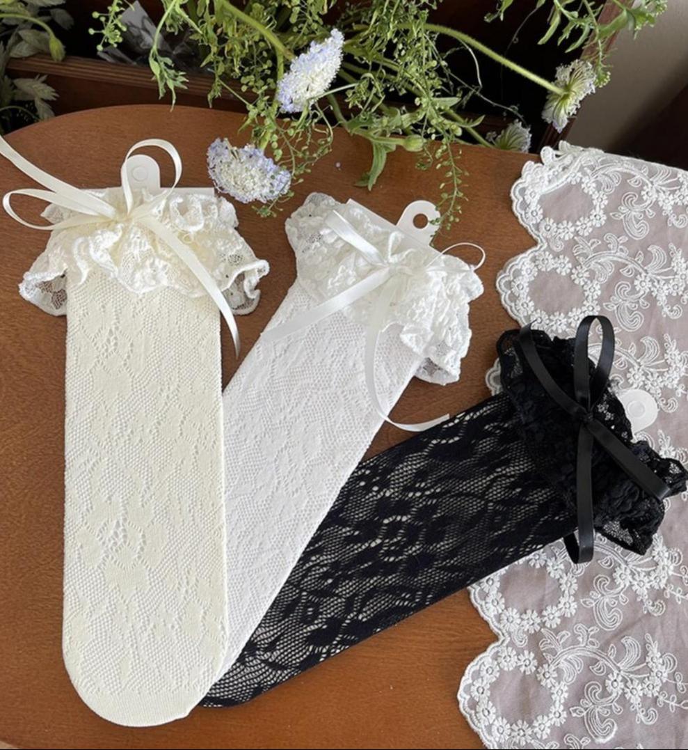 WAGUIR - French Style Lolita Socks Mid-calf Lace Socks