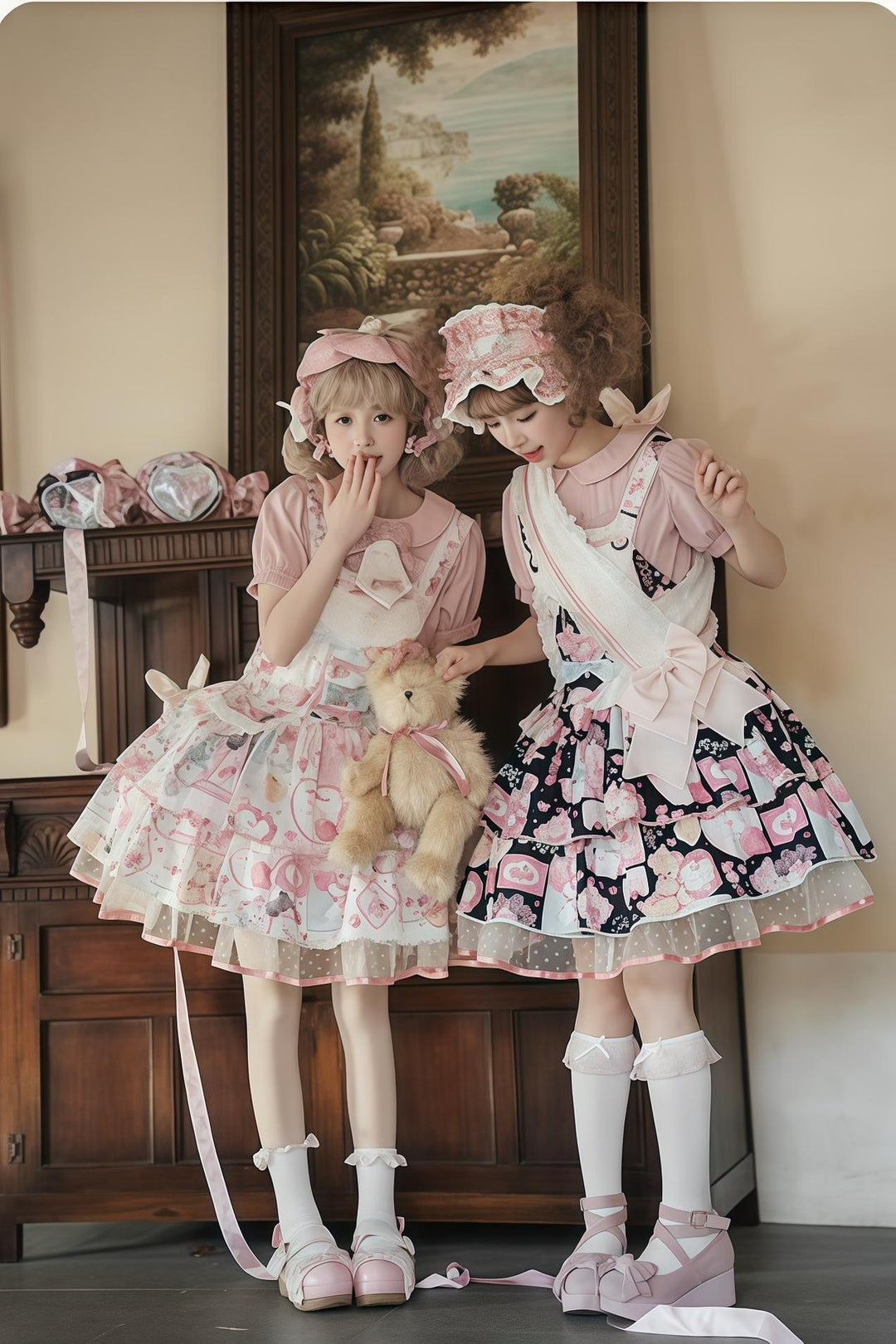 LittlePlum~Showa Strawberry Diary~Sweet Lolita Dress Outfit Printed Showa Era JSK Set