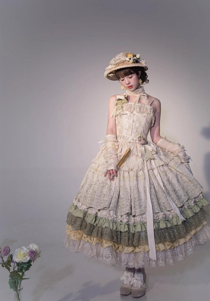 ZJstory~14-line Poem Set~Classic Lolita Separate Dress Set Tiered Ruffles Skirt 40728:674744