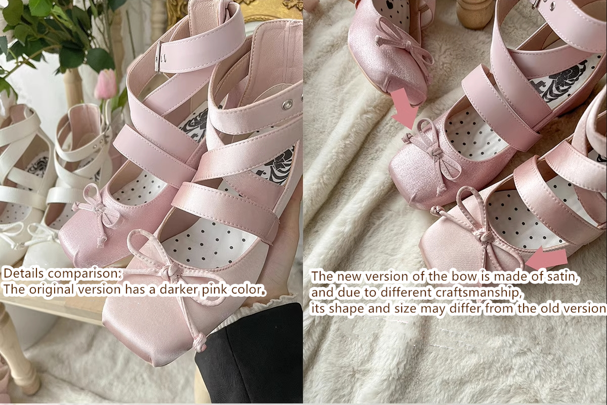 (BFM)MODO~Elegant Lolita Shoes Ballet Round-toe Mid-heel Shoes   