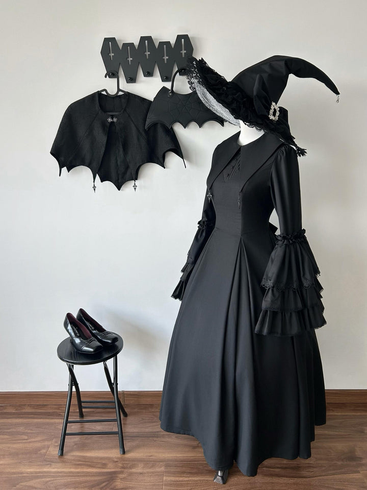 Muppet Mind Ben~Garden Witch~Gothic Lolita Dress Outfit Pointed Collar OP Batwing Cape 41414:772146