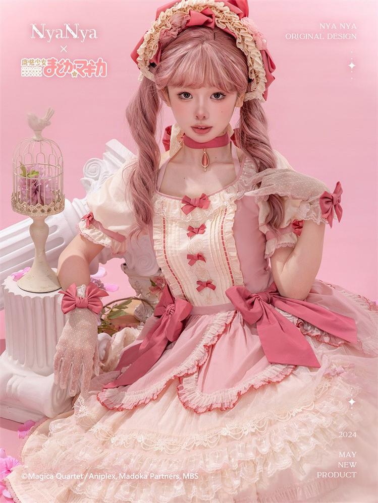 NyaNya~IP Collab Lolita Dress Madoka Kaname Homura Akemi Lolita OP dress   