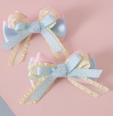 Xiaogui~Sweet Ice Cream~Sweet Lolita Bow Hair Accessories a pair of small bow fish mouth clips  
