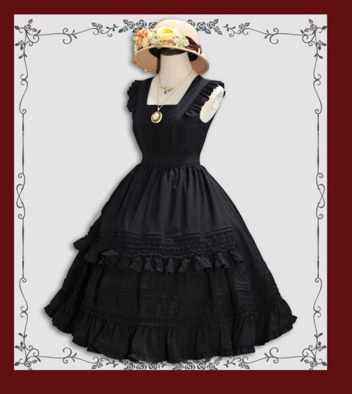 Tiny Garden~Nocturne Reminiscence~Elegant Lolita JSK Dress Multi-Wear Apron Dress Set   