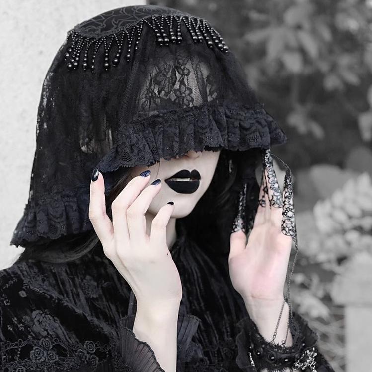 Blood Supply - Misty - Gothic Lolita Halloween Black Lace Veil