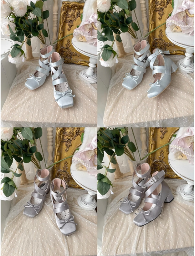 (BFM)MODO~Elegant Lolita Shoes Ballet Round-toe Mid-heel Shoes   