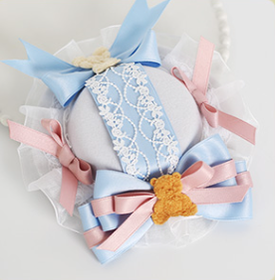 Xiaogui~Lolita Cute Bow Rabbit Ears Toy Hair Clip size 7 powder blue 14cm beanie  