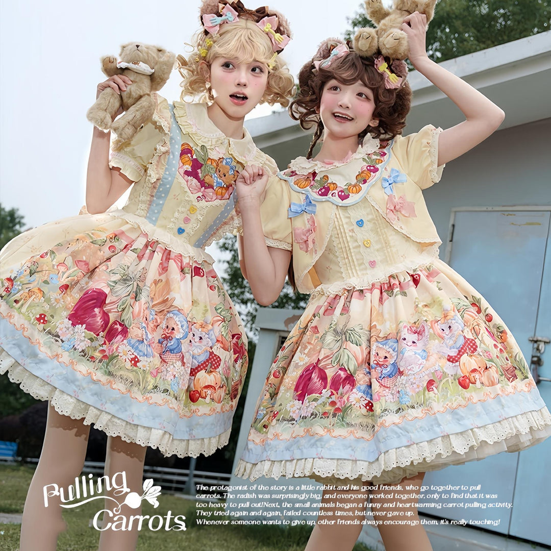 Mewroco - Pulling Carrots - Animal Print Kawaii Lolita Dress
