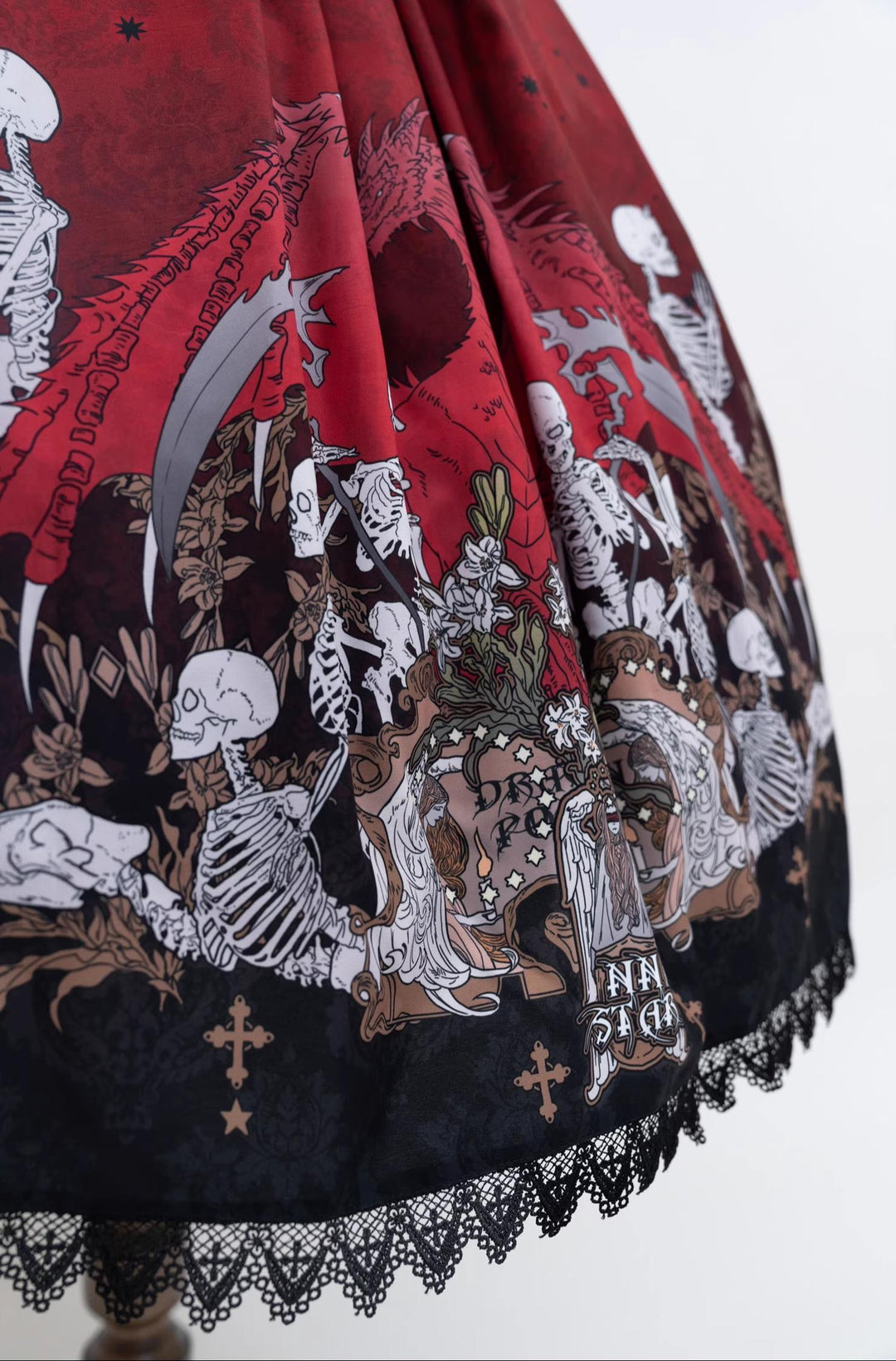 Nn Star - Dragon Bone Lily - Bone Printed Bust-Supporting Gothic Lolita JSK