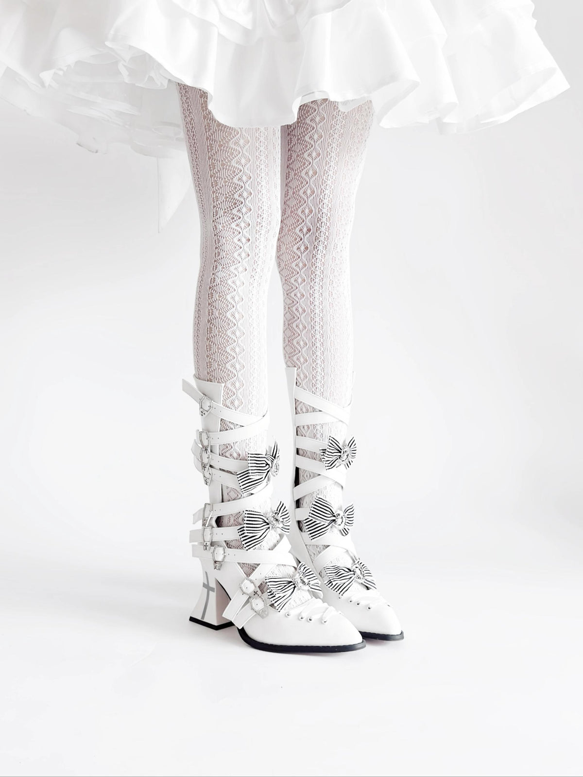 Moon-Raven Dream - Gothic Lolita Pointed Toe Heeled Boots, Cross Strap (34 35 36 37 38 39 40 41) 45893:867099