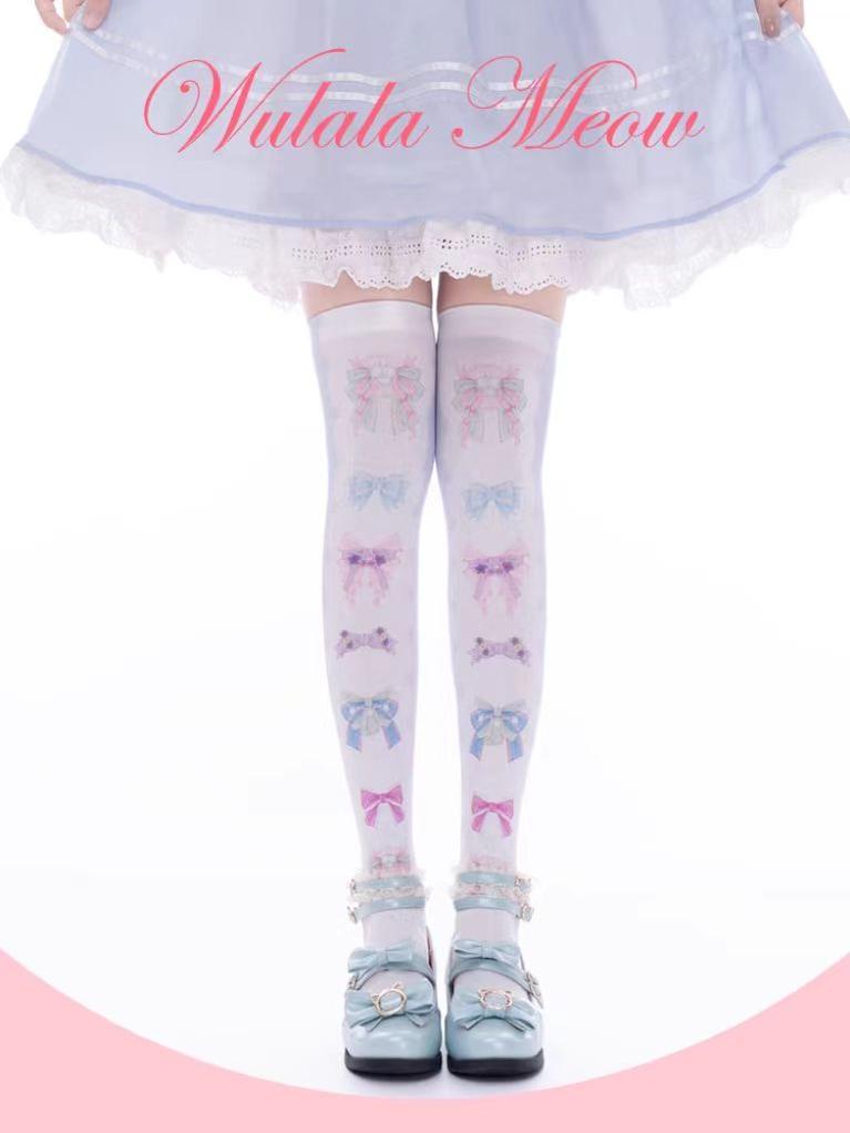 Wulala Mew~Sweet Lolita Stockings Over Knee Daily Thigh Socks   