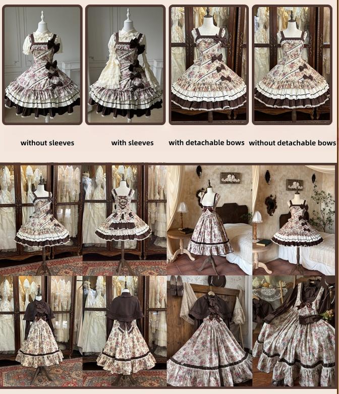 Alice in the Mirror - Albion Reverie - Floral Printed Old School Lolita JSK, Bust-Supporting Dress 44299:802562