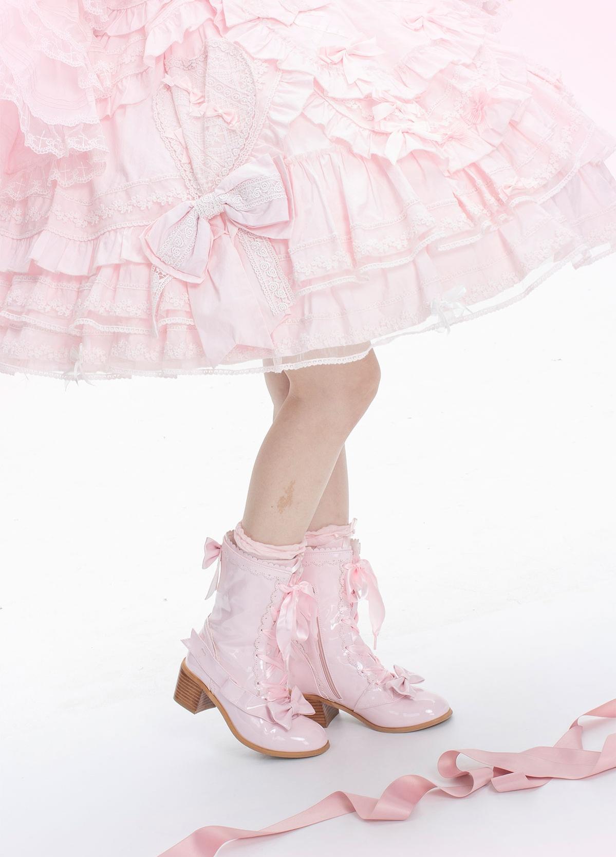Sheep Puff - Sheepy Hooves - Kawaii Lolita Mid-Calf Boots, Side Zipper