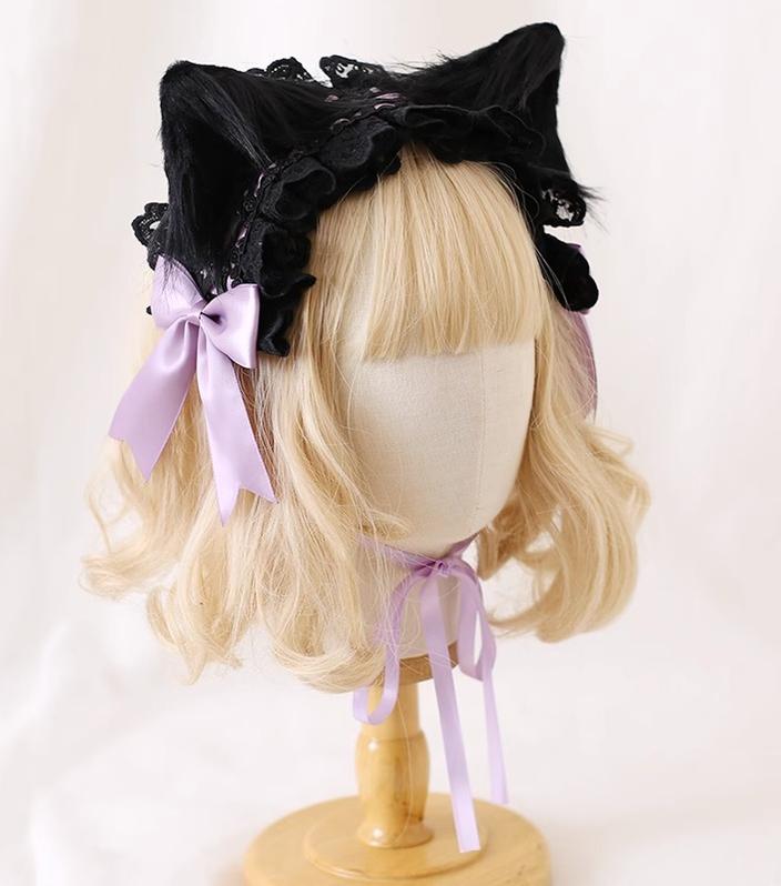Xiaogui~Gothic Lolita Headband Cat Ear Hairpin   