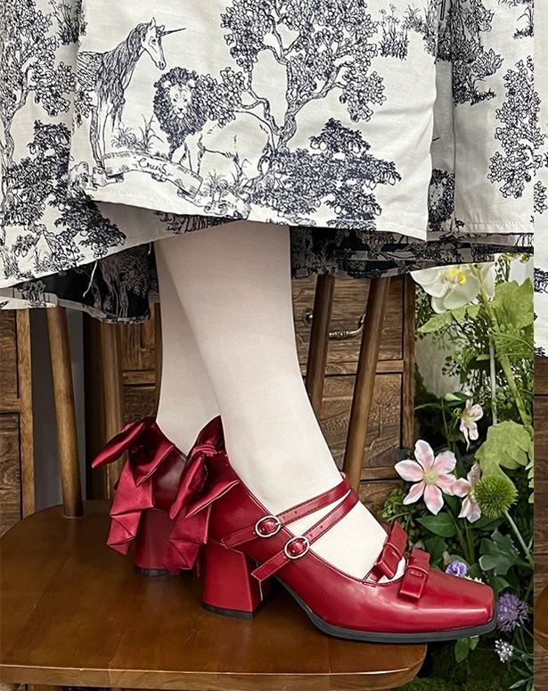 MODO~Magic Search~Sweet Lolita Shoes with Square Toe and Chunky Heel