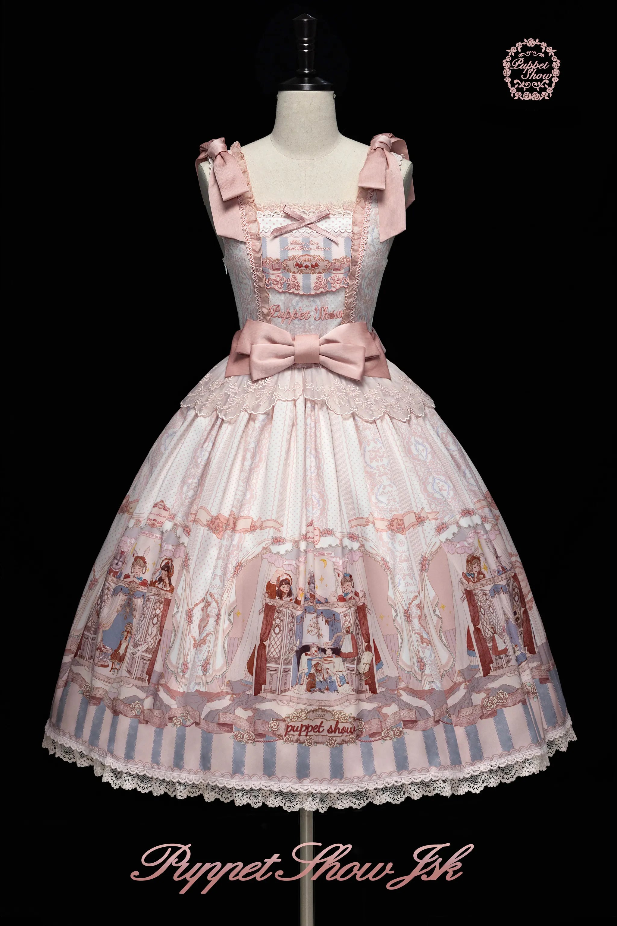 Puppet Show - Doll-like Lolita Embroidered Collar JSK, Puppet Show Print (2XL L M S XL) 45823:864709