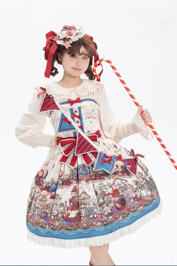Urtto - Flower Street Parade - Kawaii Lolita JSK Dress, Circus Print