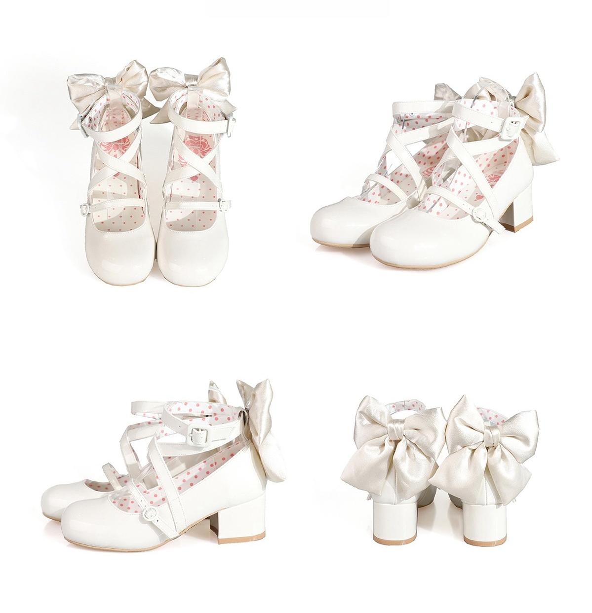 MODO - Follow in the Moonlight - Sweet Lolita Round Toe Shoes with Large Bow 42097:728820