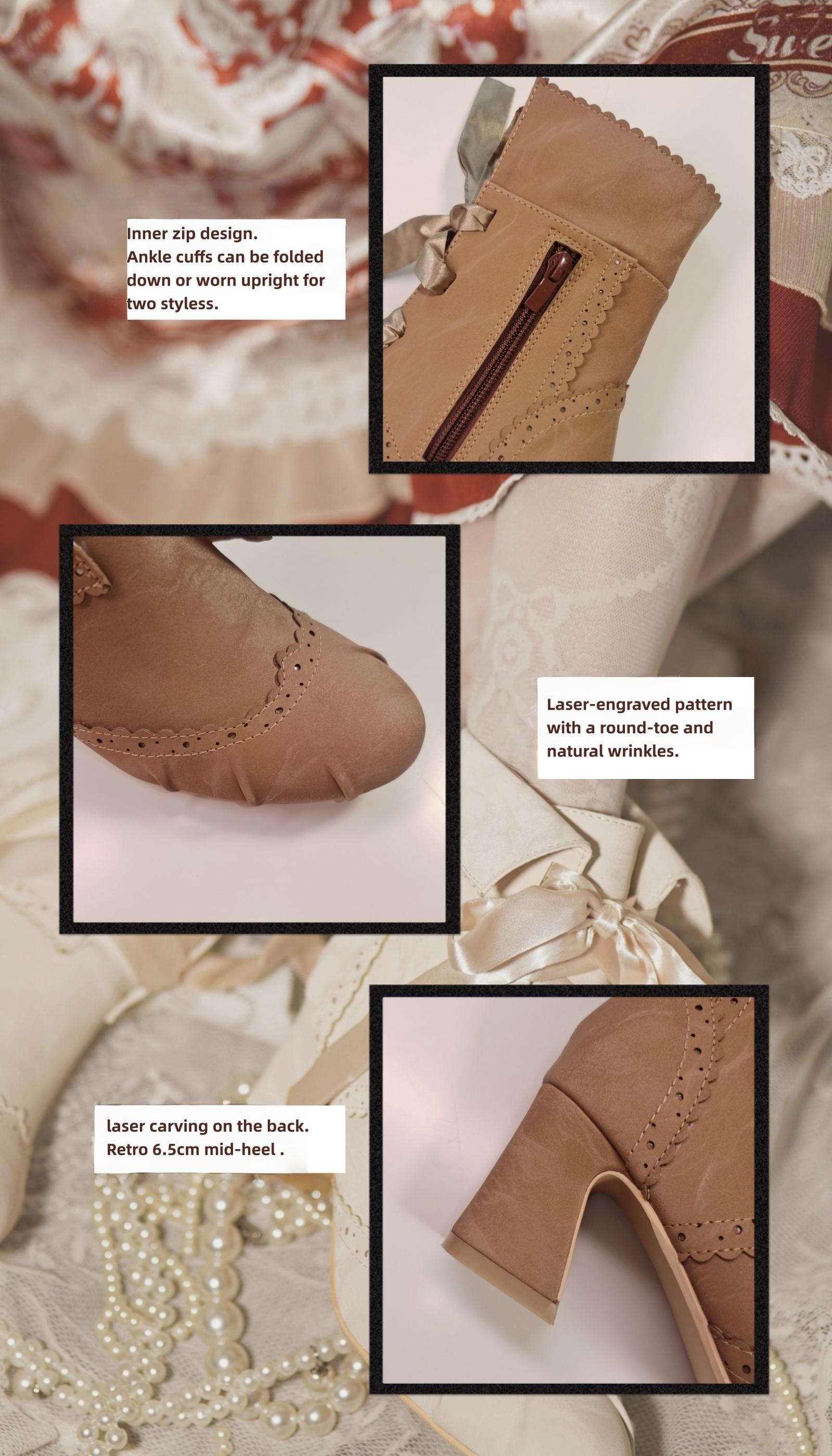 MR.Qiutian - Lady Incognita - Retro Lolita Ankle Boots, Size Zipper 44240:800978