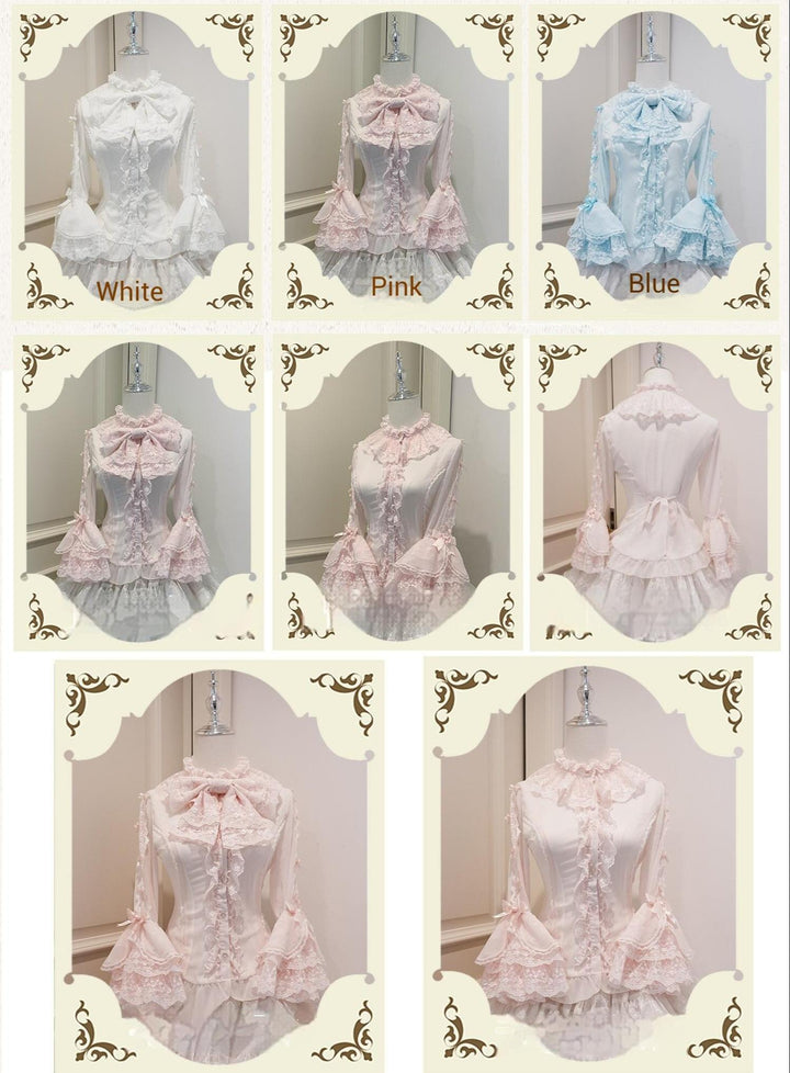 Mengfuzi~Dream Paradise~Chiffon Sweet Lolita Blouse With Half Princess Sleeves