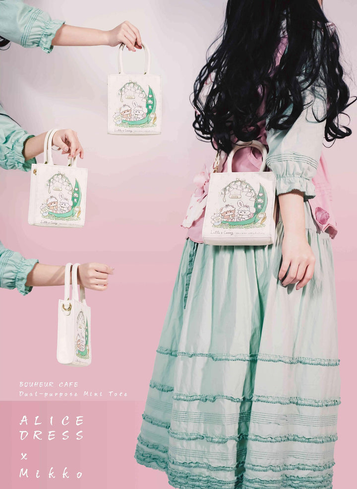 Doll tea party~IP Collab Kawaii Lolita Crossbody Handbag Mini Tote Bag   
