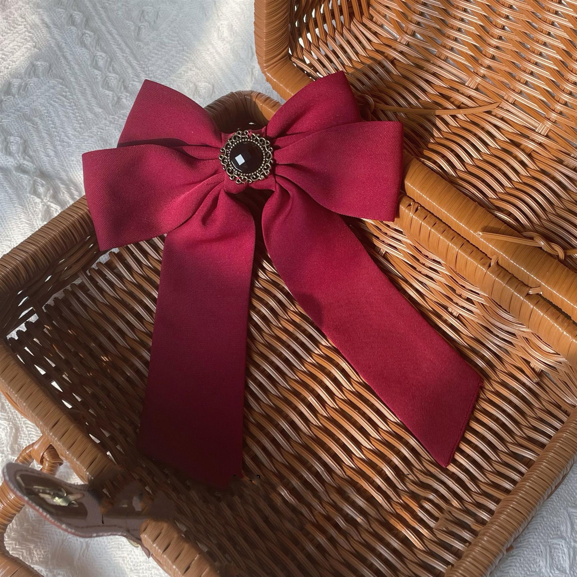 Uncle's Workshop - Worthy Girl - Lolita Bow Clip and Black Top Hat One Size Red Collar Bow
