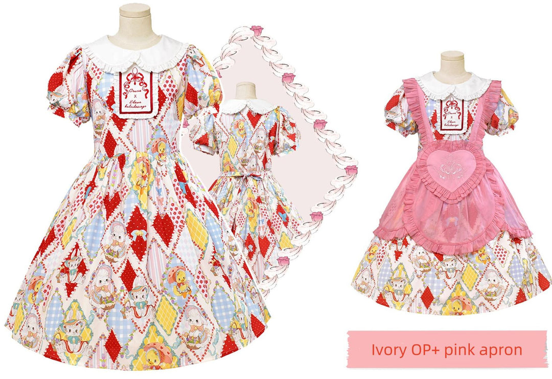 Southern Cross~Showa Kaleidoscope~Sweet Lolita OP SK and JSK with Rabbit Print 42127:727920