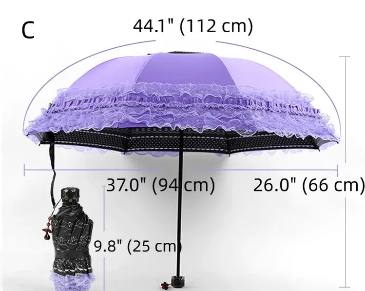 Foldable Lolita Parasol, Floral and Embroidery Detail 45591:855761