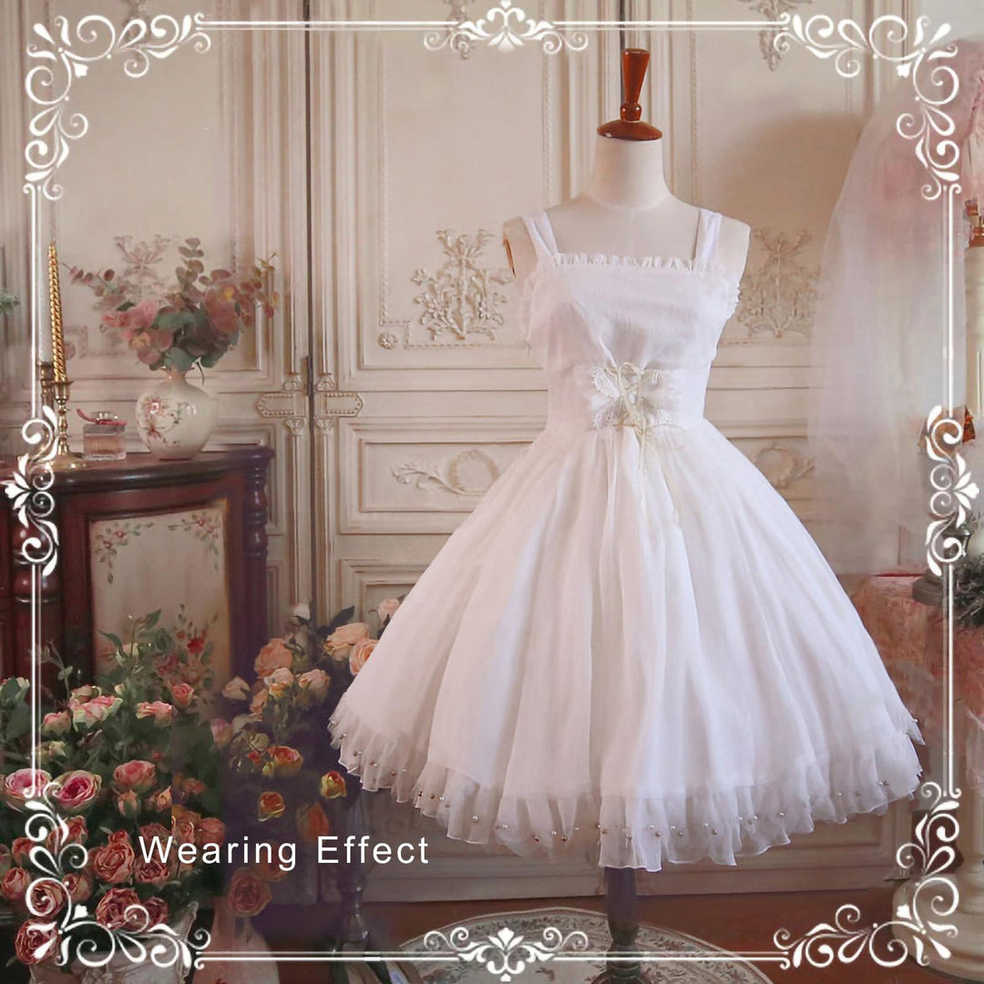 Aurora&Ariel - White A-Line Puffy Lolita Petticoat | 18" (45cm) Length, Cotton Lining