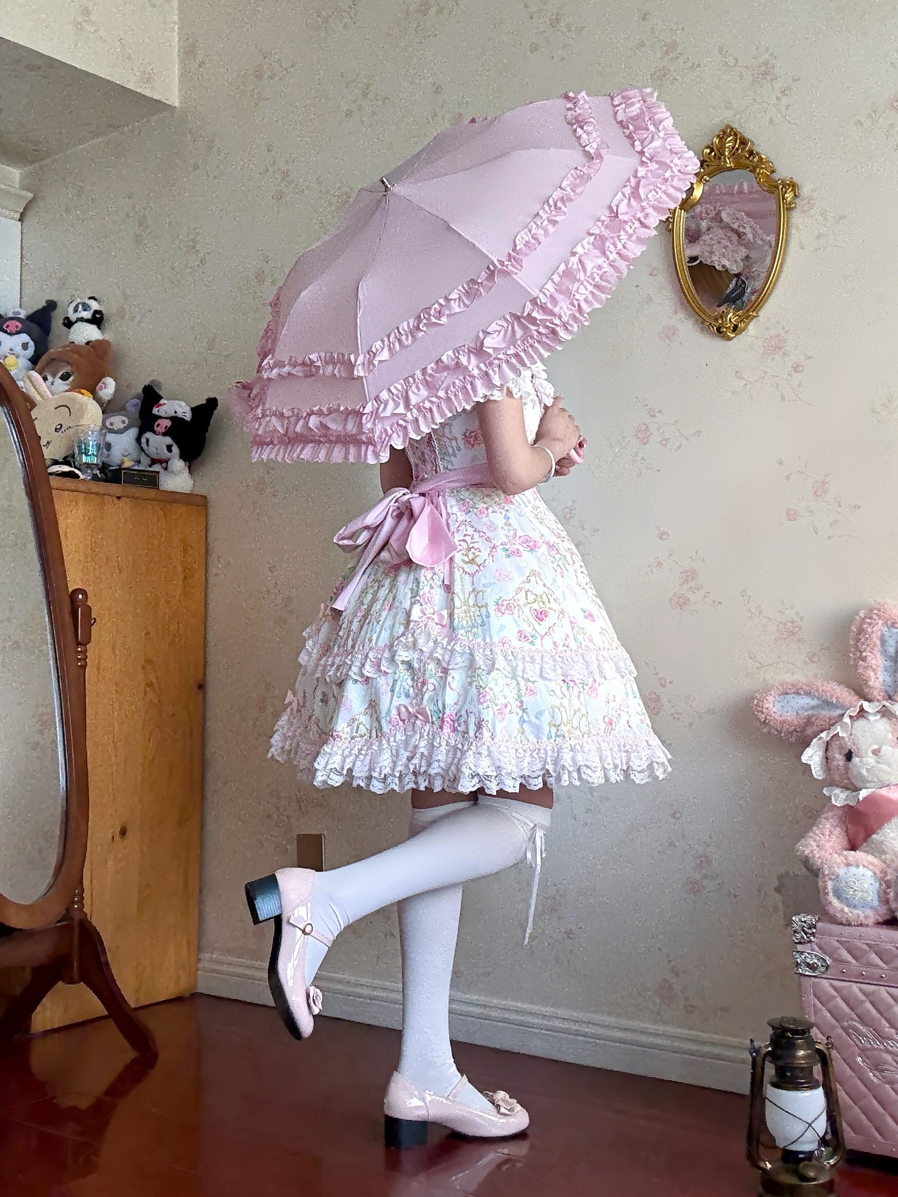 Classic Lolita Foldable Sunscreen Parasol with Ruffles