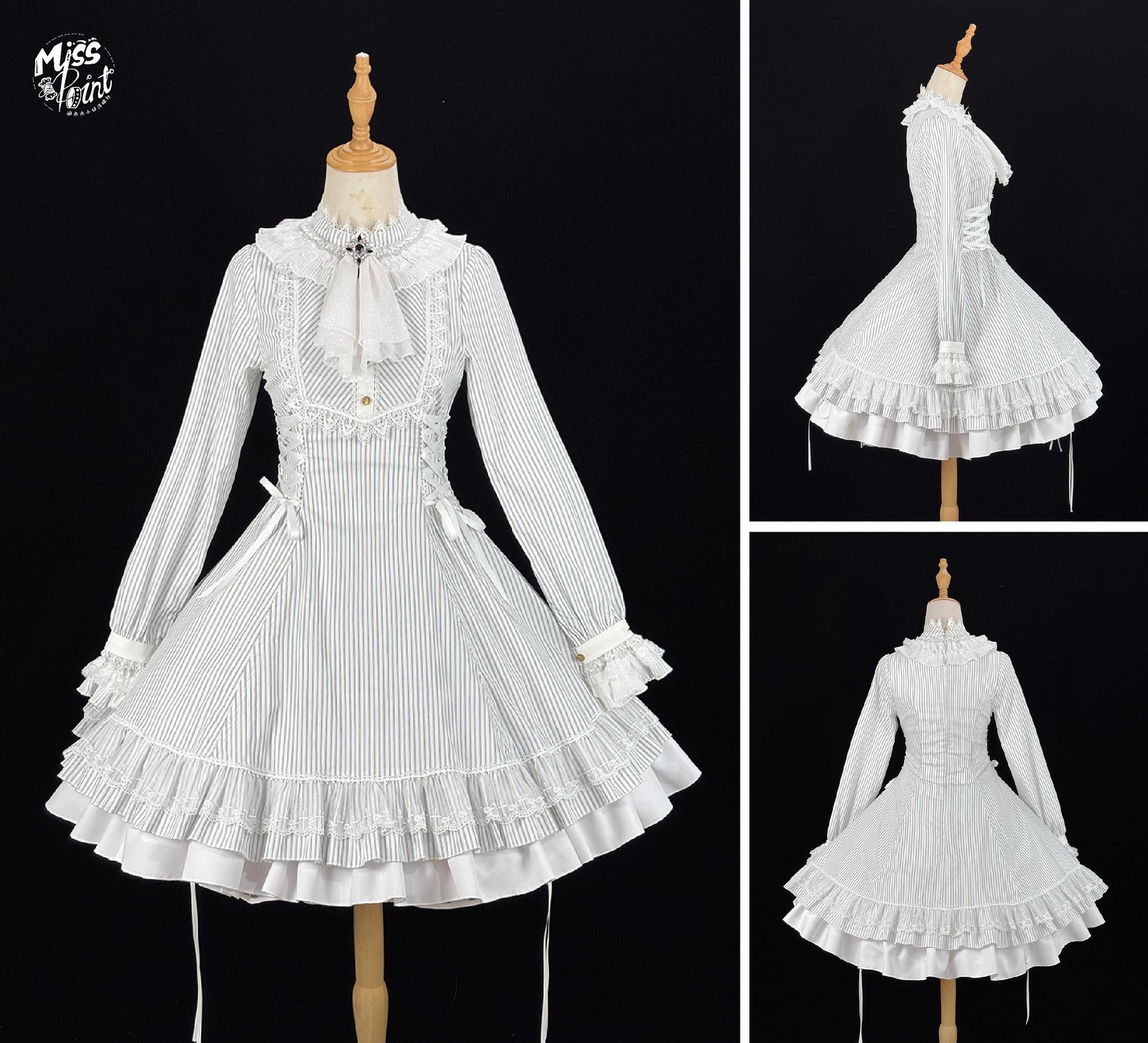 Perint Manor - Gothic Lolita Striped Dress, Tailor-made