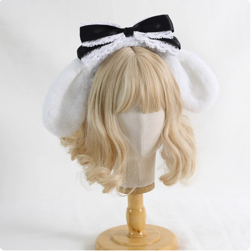 Kawaii Lolita Cinnamoroll Plush Handmade Hairband Black