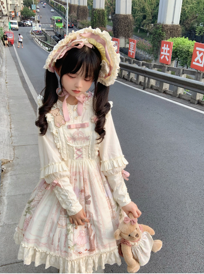 3 Puppets~Elegant Lolita Bear Embroidery Mutton Sleeve Blouse   