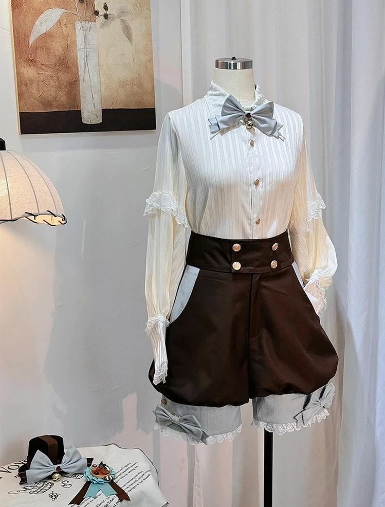 Candy Shop - Mint-chocolate Ouji Lolita Vest, Blouse and Shorts Outfit 45771:861879