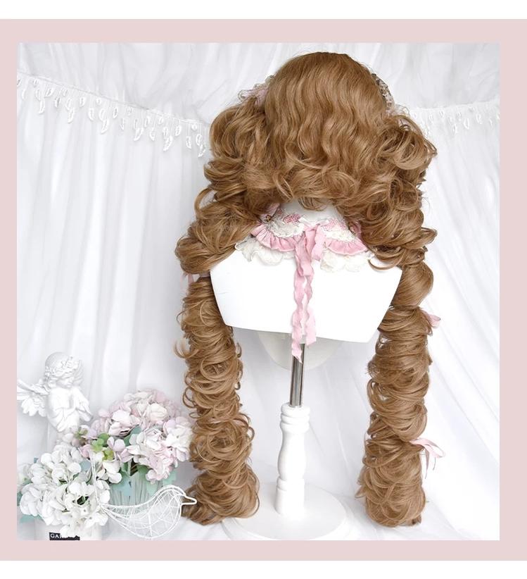 Flaxen Golden Brown Elegant Lolita Wig, Detachable Ponytails 46087:874310