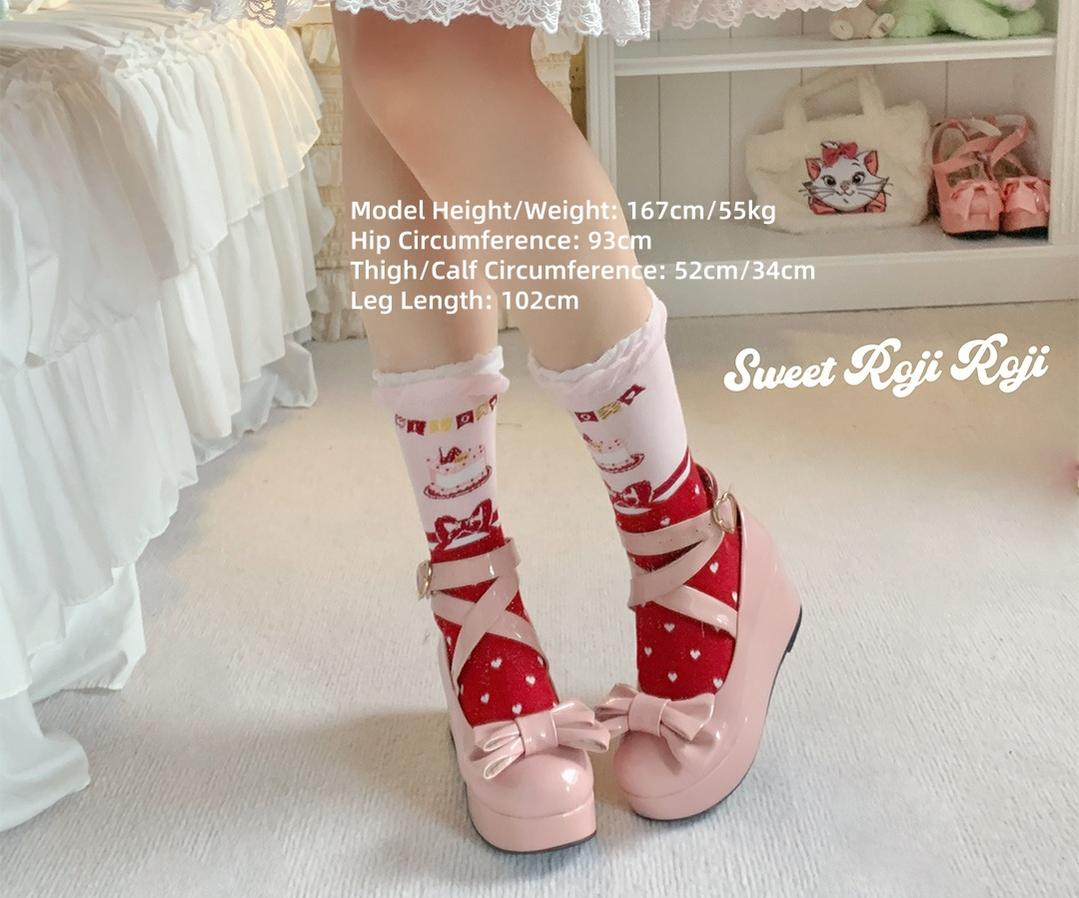 Roji Roji~Sweet Lolita Socks Cake Pattern Winter Socks