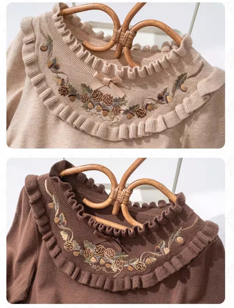 (BFM)NyaNya~Long Sleeve Knit Lolita Sweater Embroidered Innerwear   
