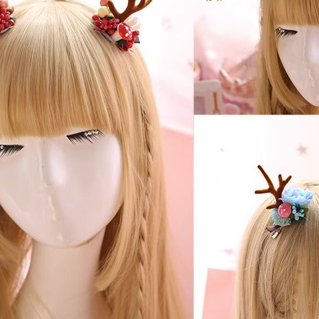 Xiaogui~Christmas Deer Horn and Daisy Lolita Hair Clips   