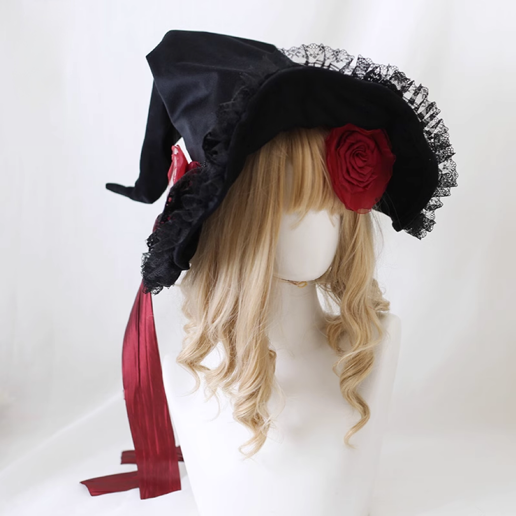 Xiaogui~Halloween Gothic Lolita Witch Hat Bow Velvet BNT   
