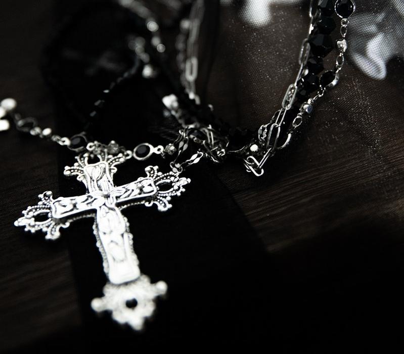 Cain and Lilith - Wool Gothic Lolita Long Coat, Cross Details